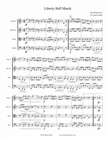 Liberty Bell March, arranged for string quartet (arr. Yellow Cello Music)