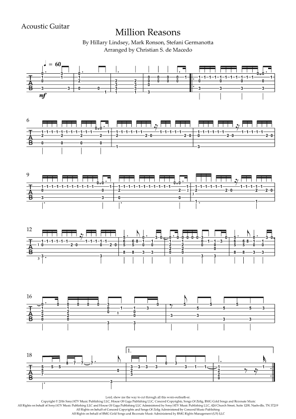 Million Reasons (arr. Christian Skolimovski de Macedo)