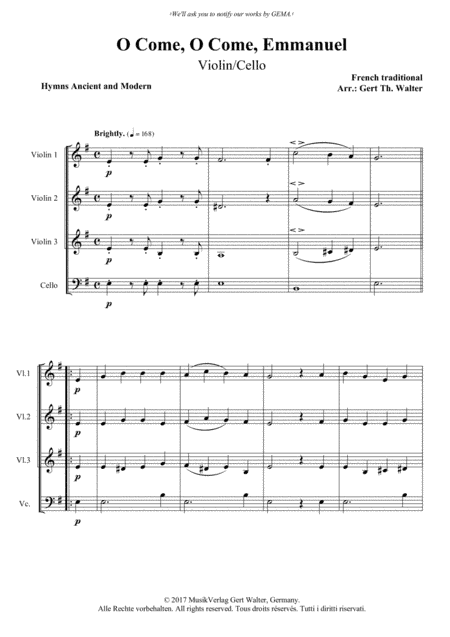O Come, O Come, Emmanuel (arr. Gert Th. Walter)