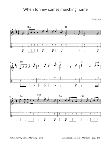 When Johnny comes marching home (arr. songbooks.info)