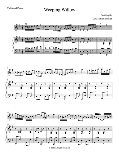 Weeping Willow Duet for Violin and Piano (arr. Miriam Troxler)