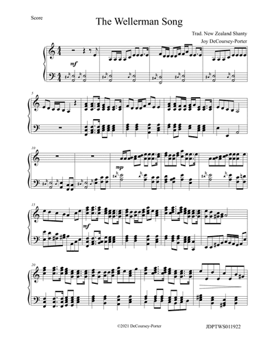 The Wellerman Song for Solo Piano (arr. Joy DeCoursey-Porter)
