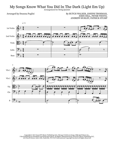 My Songs Know What You Did In The Dark (light Em Up) (arr. Deanna Puglisi)