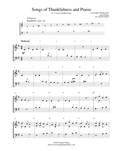 Songs of Thankfulness and Praise - for 2-octave handbell choir (arr. Samuel Stokes)