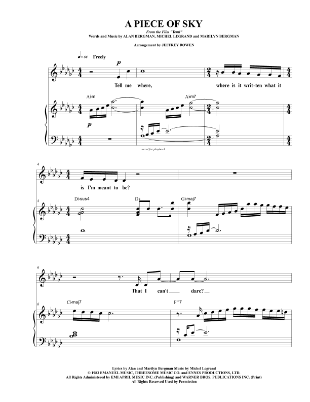A Piece Of Sky (arr. Jeffrey Bowen)