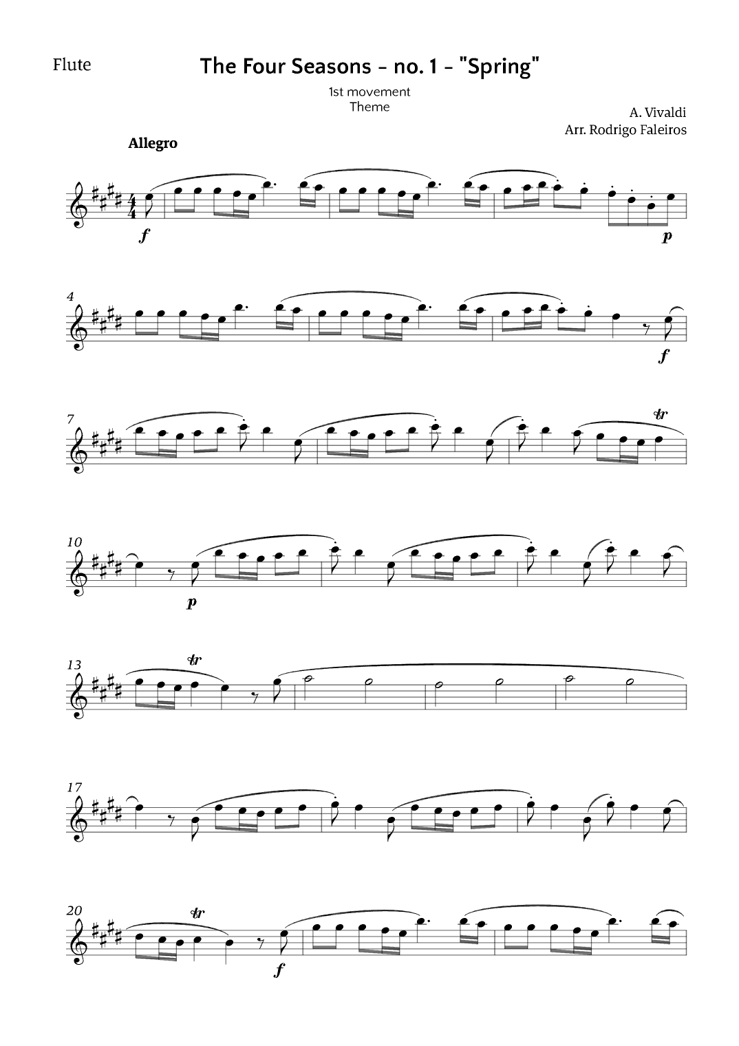 The Four Seasons - Spring (arr. Rodrigo Faleiros)