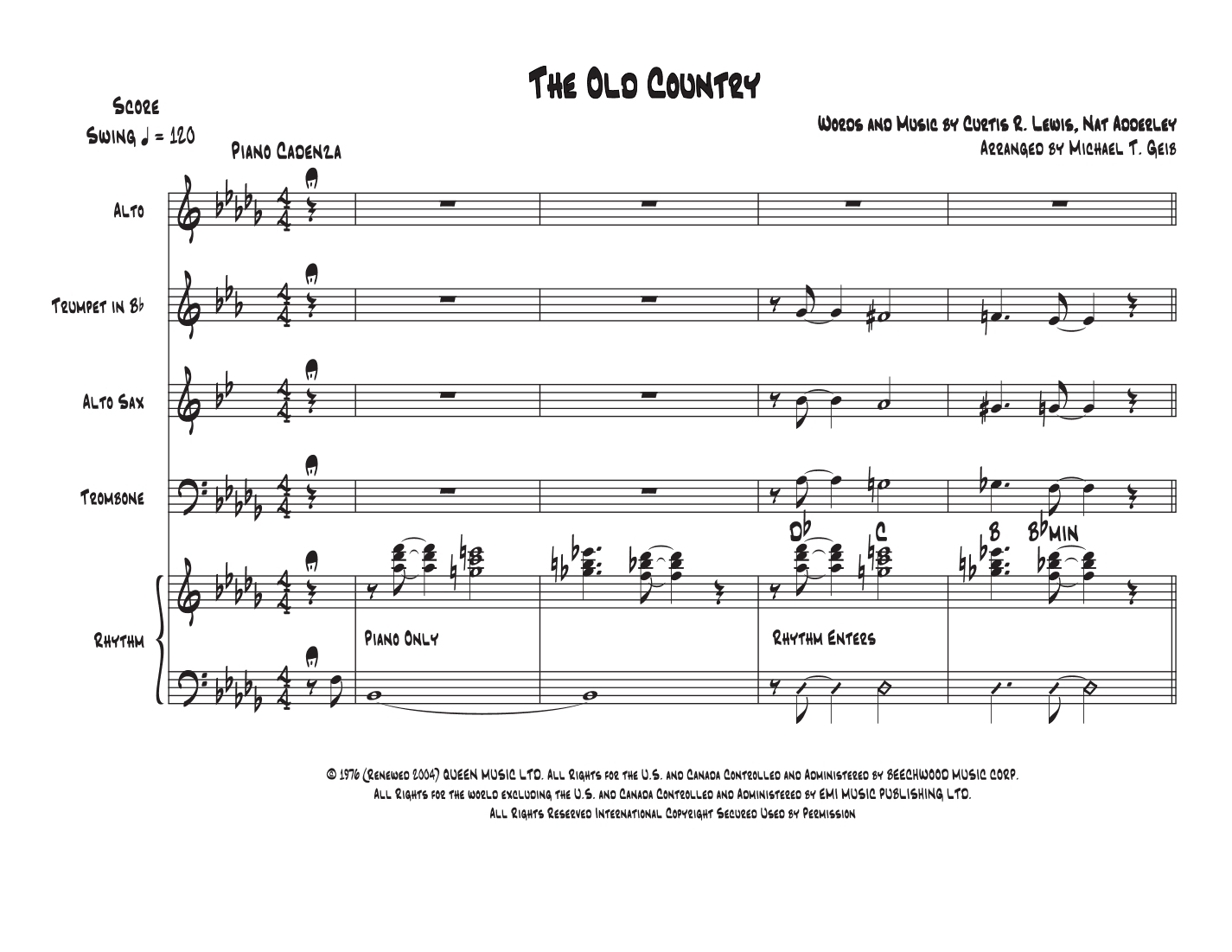 (the Old Man From) The Old Country (arr. Michael T. Geib)