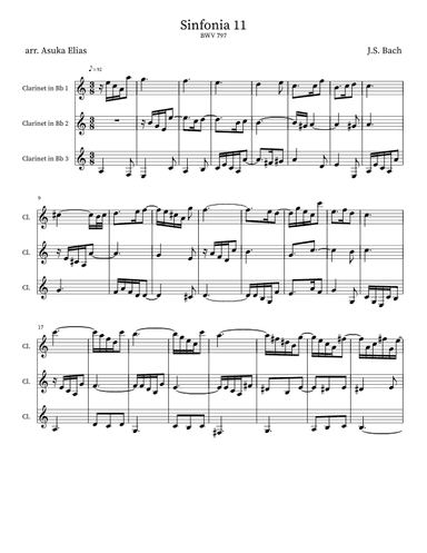 Sinfonia 11 (BWV 797) (arr. Asuka Elias)