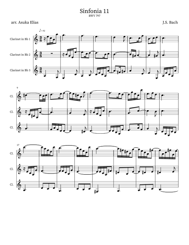 Sinfonia 11 (BWV 797) (arr. Asuka Elias)