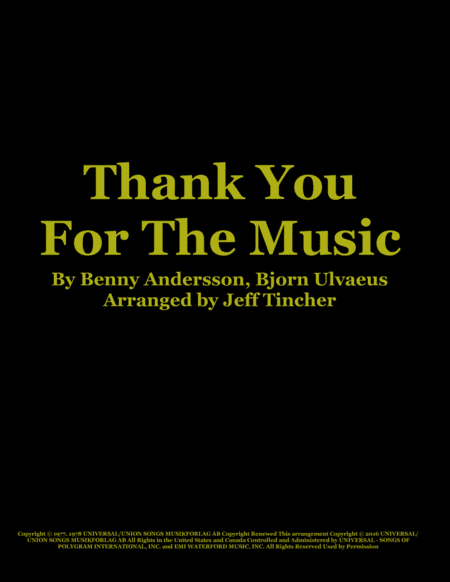 Thank You For The Music (arr. Jeff Tincher)