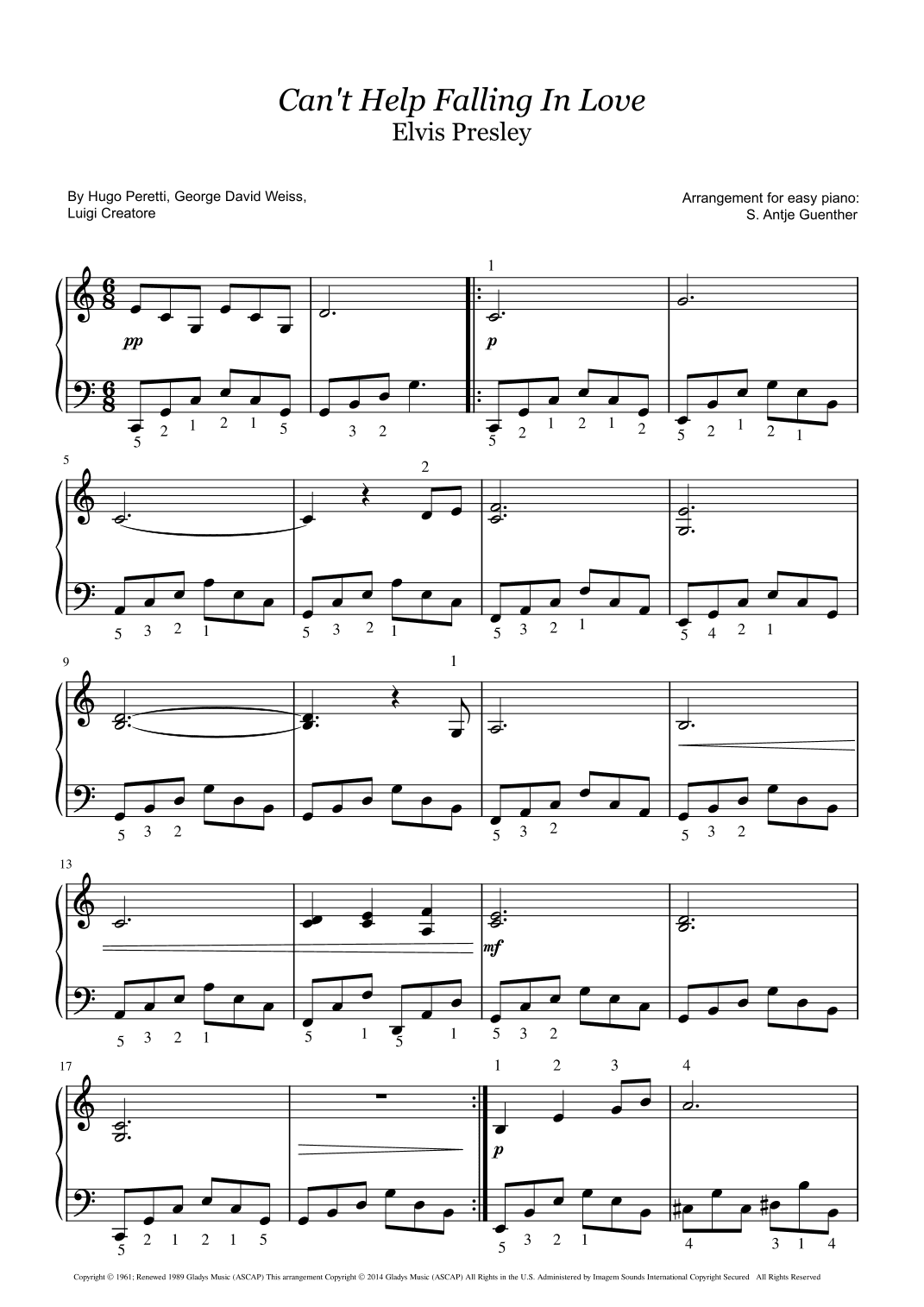 Can't Help Falling In Love (arr. Antje Günther)