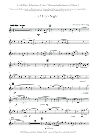 O Holy Night - Bb Saxophone and Piano (funk/groove style) by Chris Lawry and Keri Degg. Includes FRE