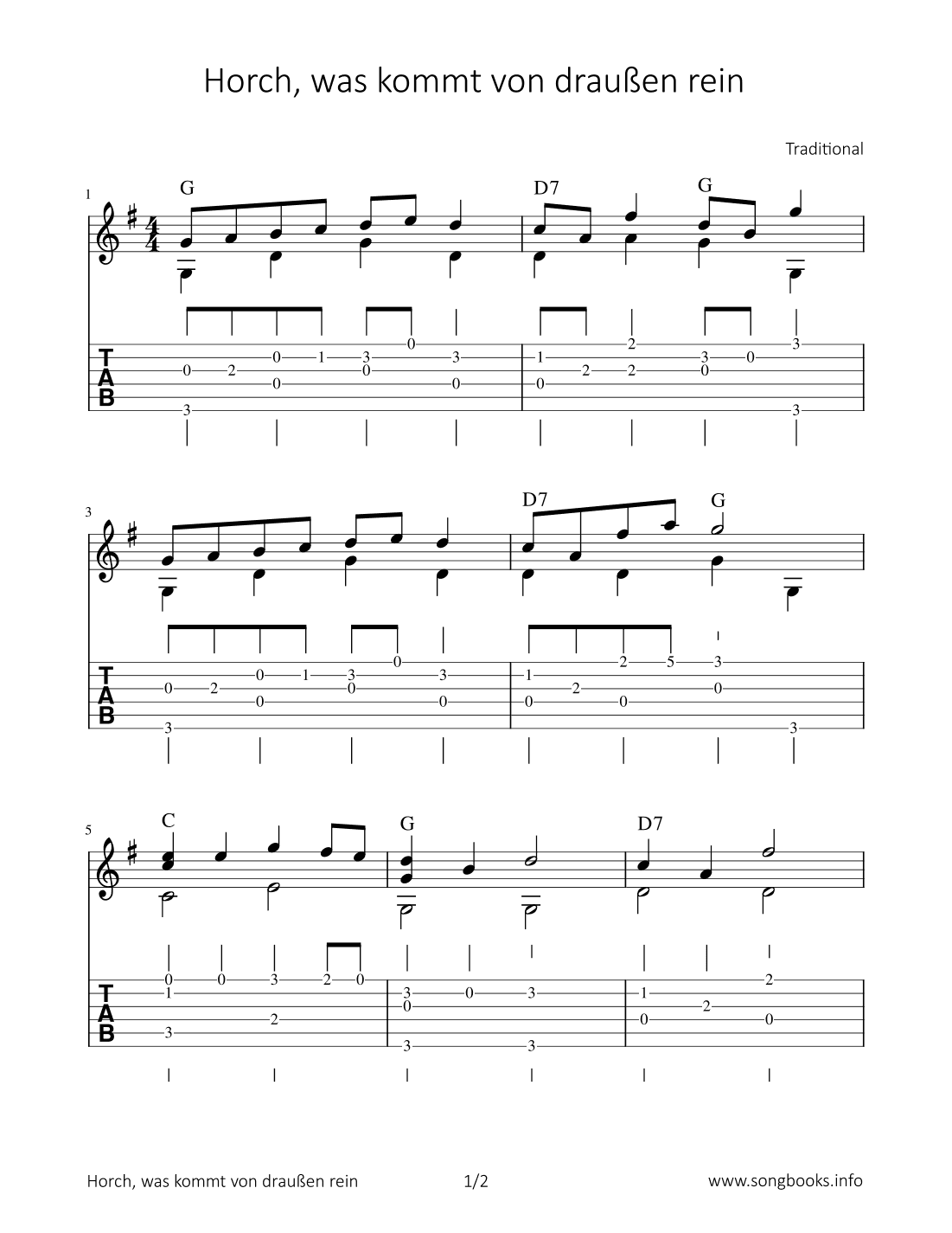 Horch, was kommt von draußen rein (arr. Bettina Schipp)
