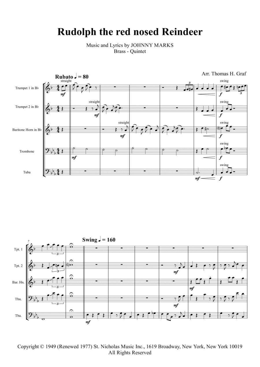 Rudolph The Red-nosed Reindeer (arr. Thomas Graf)