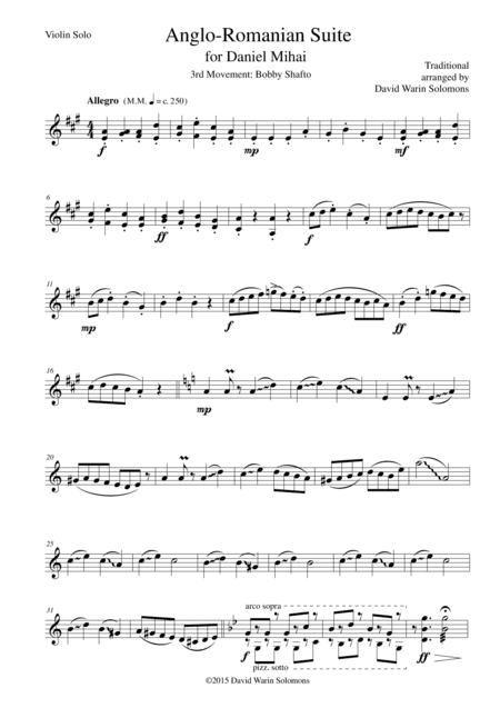 Bobby Shafto from Anglo-Romanian Suite for solo violin (arr. David Warin Solomons)