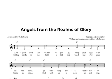 Angels from the Realms of Glory (Key of C Major) (arr. R. Salvario)