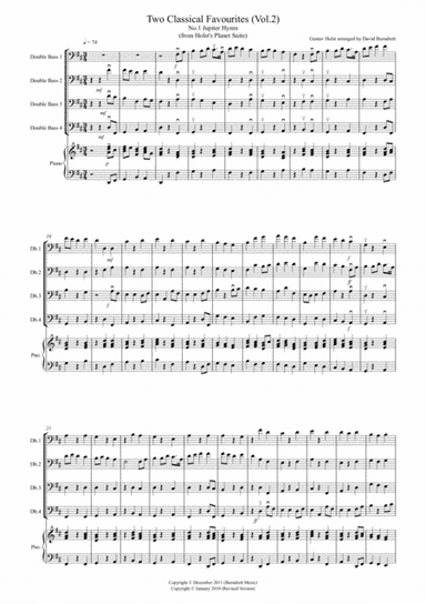 2 Classical Favourites for Double Bass Quartet (volume two) (arr. David Burndrett)