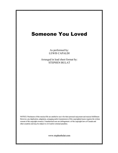 Someone You Loved (arr. Stephen Bulat)
