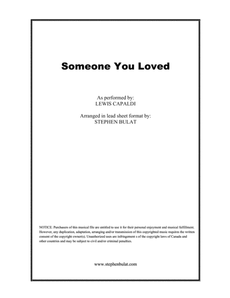 Someone You Loved (arr. Stephen Bulat)