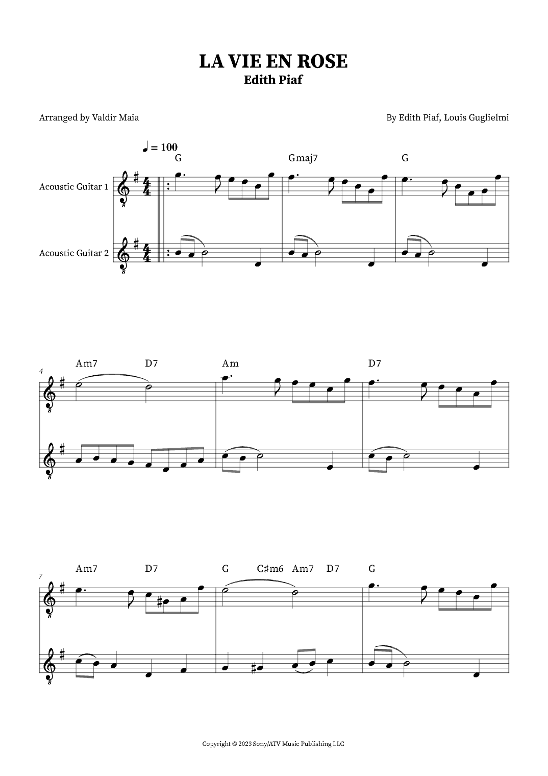 La Vie En Rose (arr. Valdir Maia)
