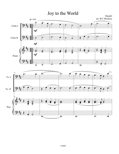 Joy to the World (cello duet) with optional piano accompaniment (arr. B C Dockery)