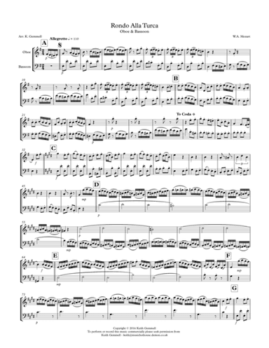 Rondo Alla Turca: Oboe and Bassoon Duet (arr. Keith Gemmell)