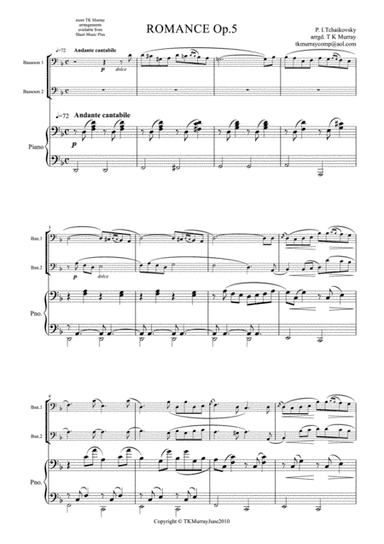 Tchaikovsky - Romance Op.5 - 2 Bassoons & Piano (arr. Tim TK Murray)