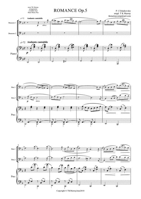 Tchaikovsky - Romance Op.5 - 2 Bassoons & Piano (arr. Tim TK Murray)