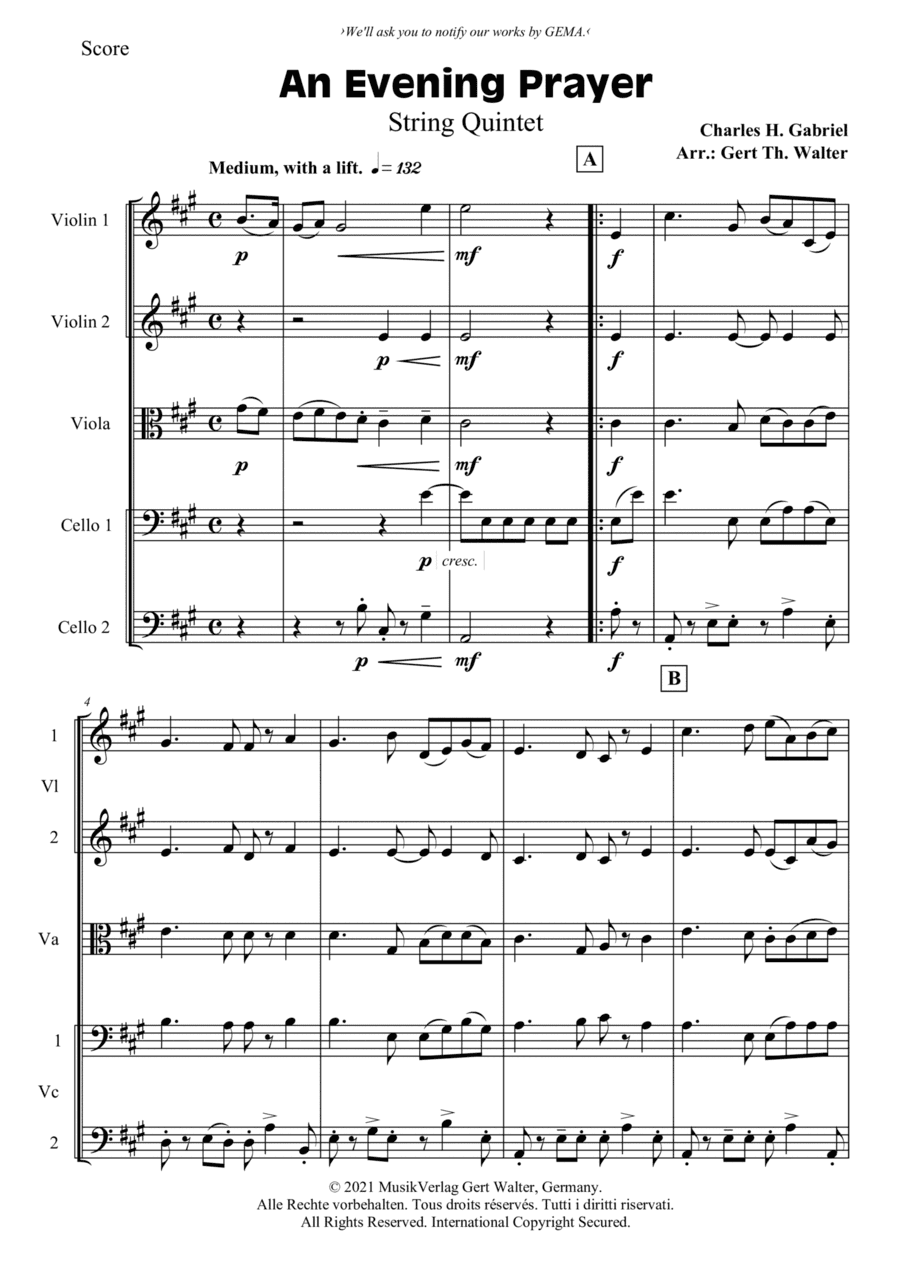 An Evening Prayer (arr. Gert Th. Walter)