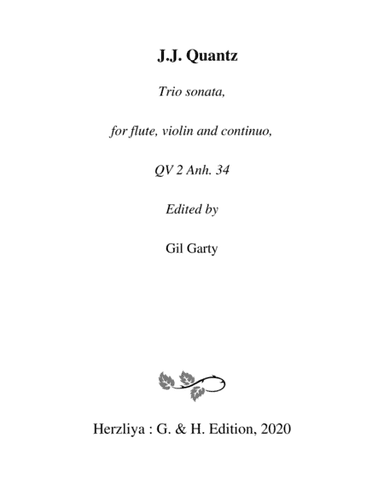 Trio sonata QV 2 Anh. 34 for flute, violin and continuo in A minor (arr. Gil Garty)
