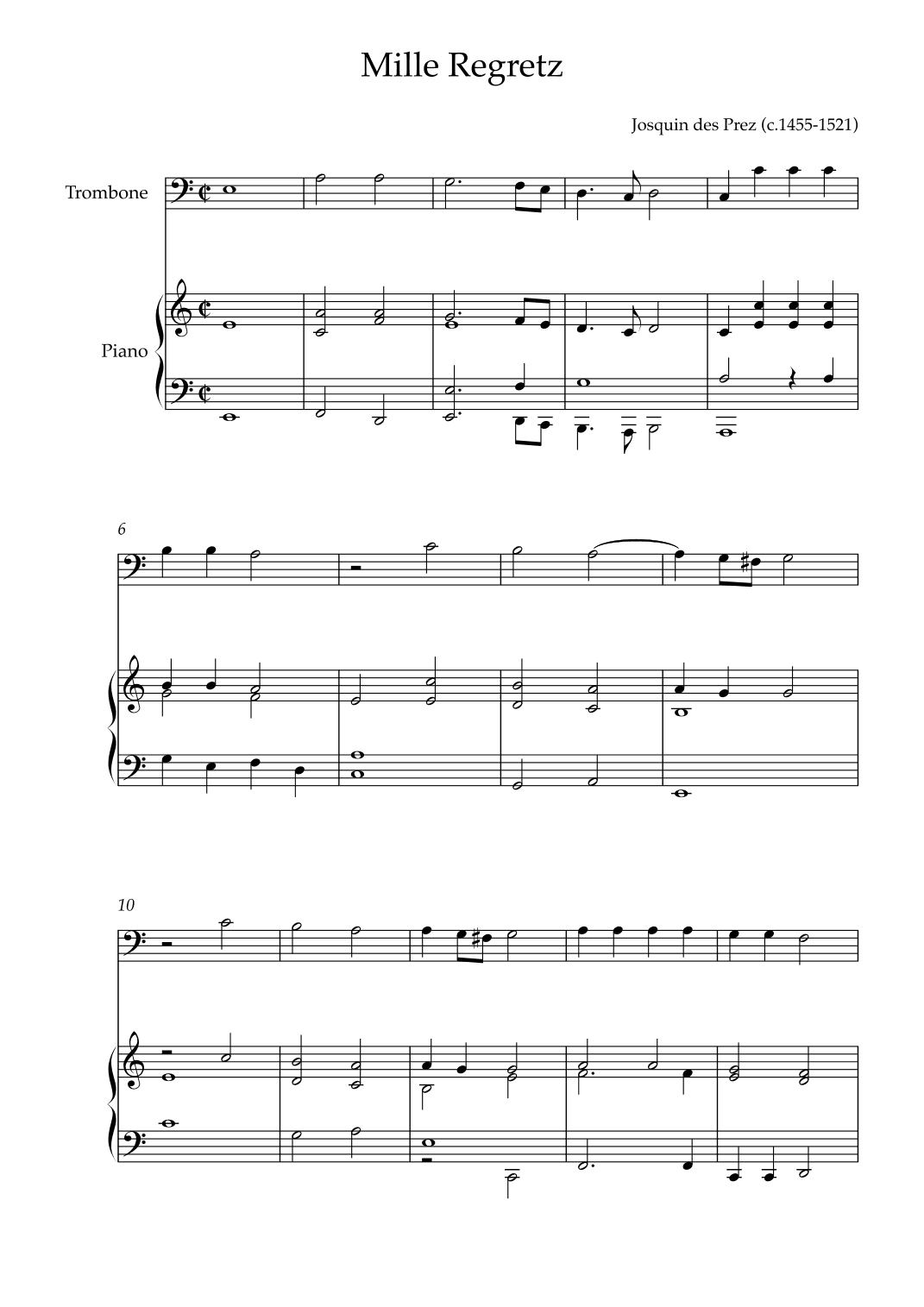 Mille Regretz (arr. Karen Gueiros)