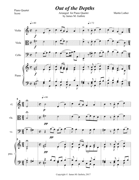Luther: Out of the Depths for Piano Quartet (arr. James M. Guthrie, ASCAP)