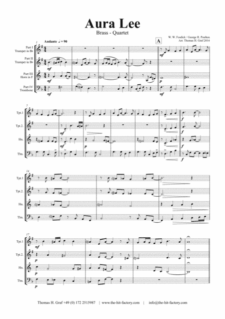 Aura Lee - Love me tender - Elvis - Brass Quartet (arr. Thomas H. Graf)