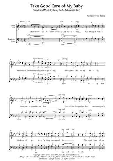 Take Good Care Of My Baby (arr. Zac Booles)