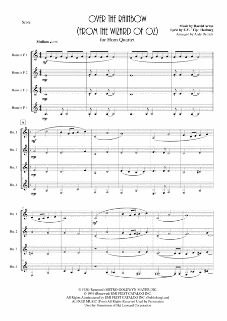 Over The Rainbow (from The Wizard Of Oz) (arr. Andy Derrick)