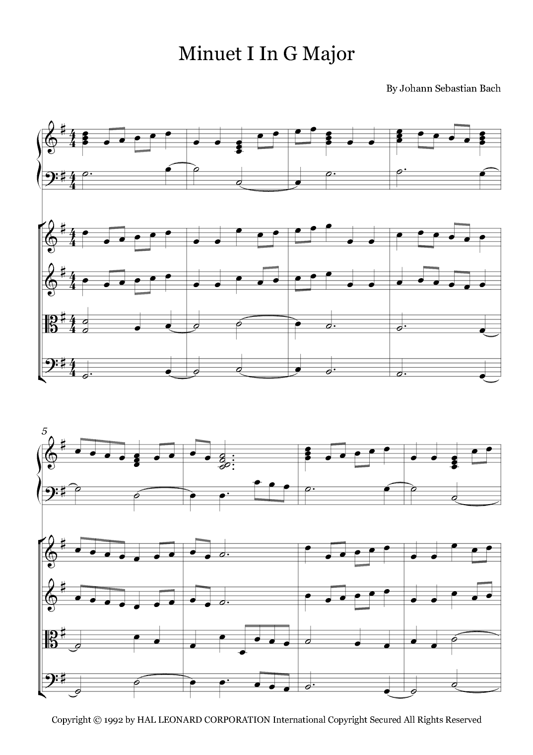 Minuet I In G Major (arr. Fernanda Moura)