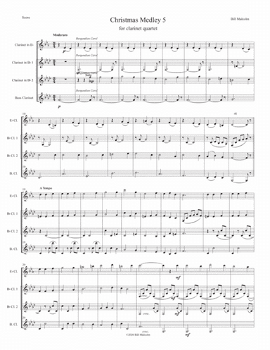 Christmas Medley 5 for clarinet quartet (arr. Bill Malcolm)