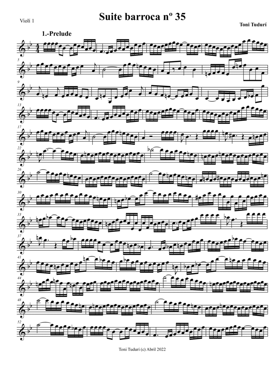 Baroque suite nº35 in Bb M (string quartet version)