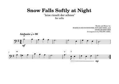 Snow Falls Softly at Night (Leise Rieselt Der Schnee) - Easy Cello (arr. Felipe Abel)