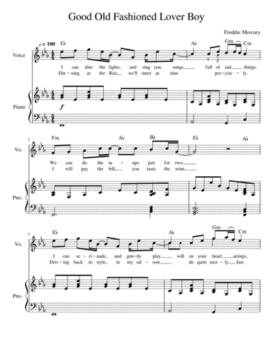 Good Old-fashioned Lover Boy (arr. Tom Voysey)