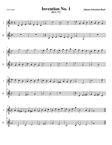Invention 1 in C Major, BWV 772 for Two Guitars (excerpt) (arr. McCorkle, Dennis F.)