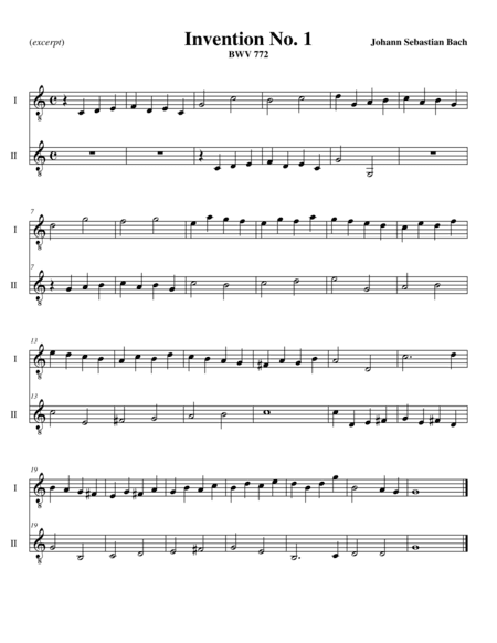 Invention 1 in C Major, BWV 772 for Two Guitars (excerpt) (arr. McCorkle, Dennis F.)