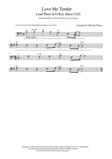 Love Me Tender (arr. Miranda Wong)