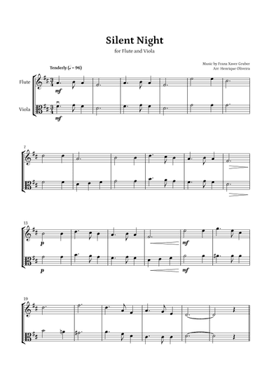 Silent Night (Flute and Viola) - Beginner Level (arr. Henrique Oliveira)