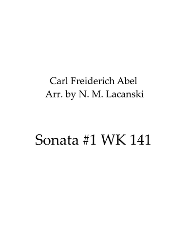 Sonata #1 WK141 (arr. Nick M Lacanski)