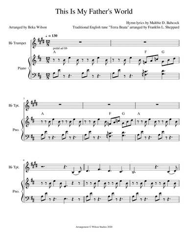 This Is My Father's World--trumpet solo (arr. Beka Wilson)