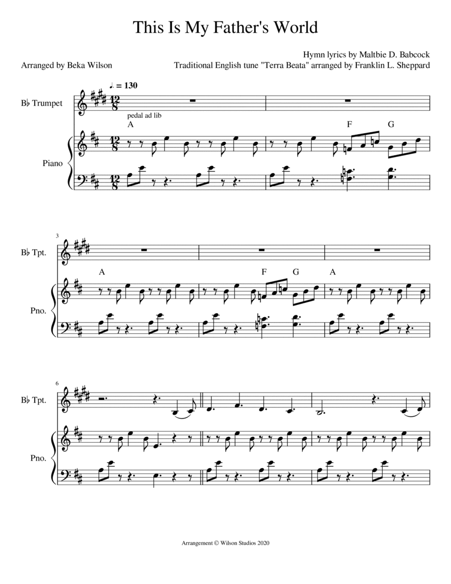 This Is My Father's World--trumpet solo (arr. Beka Wilson)