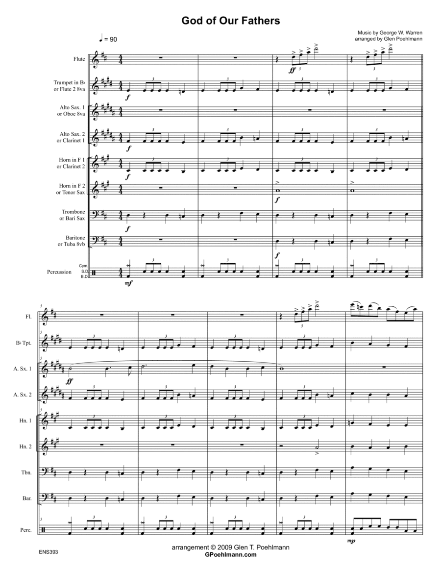 GOD OF OUR FATHERS - Mixed Ensemble or Small Band (arr. Glen Poehlmann)