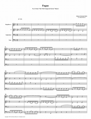 Fugue 21 from Well-Tempered Clavier, Book 2 (Conical Brass Quartet) (arr. Richard Byrnes)