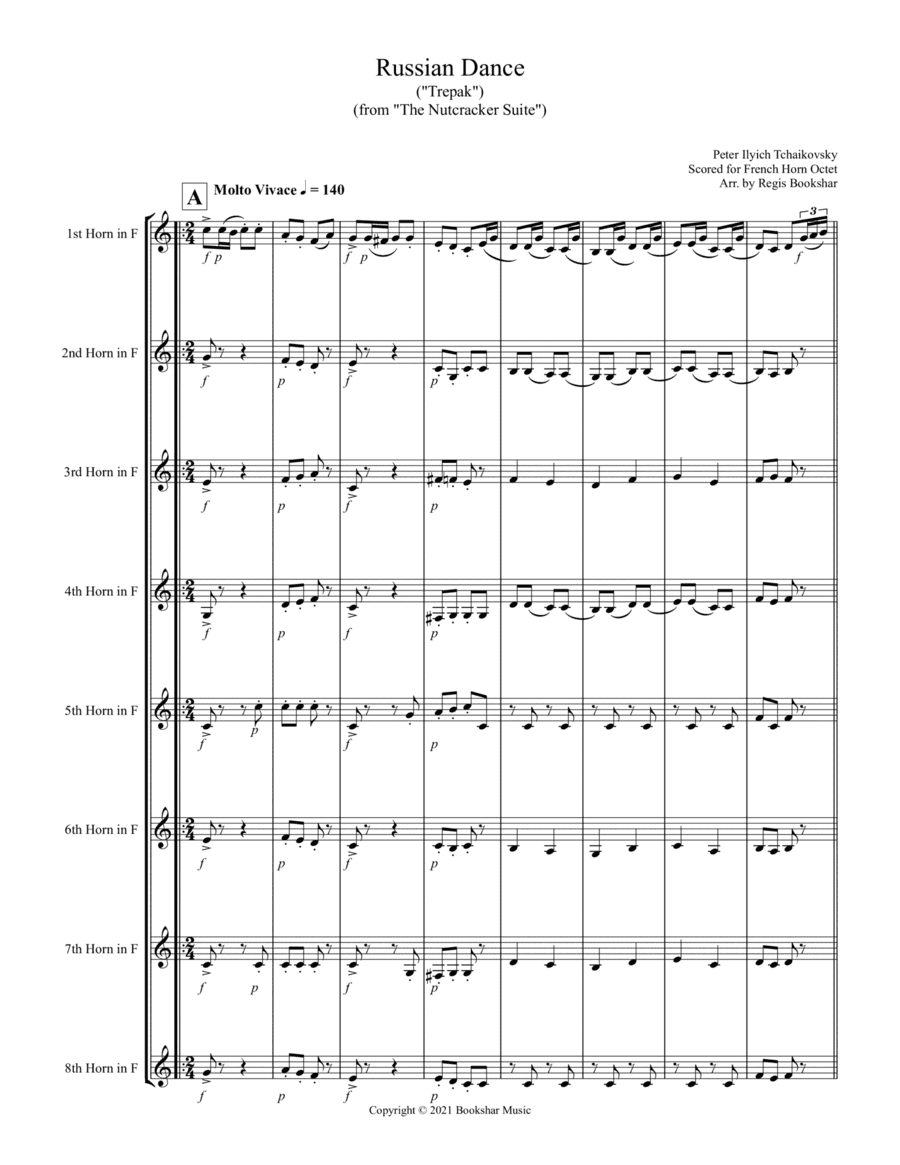 Russian Dance ("Trepak") (from "The Nutcracker Suite") (F) (French Horn Octet) (arr. Regis Bookshar)